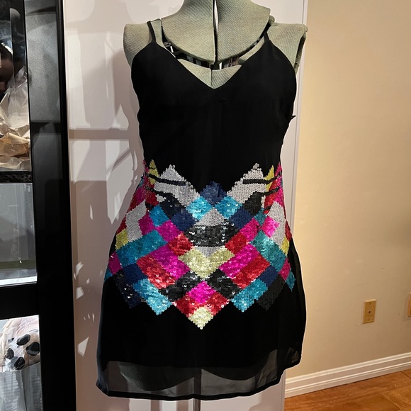 NASTY GAL XXS sequin color pop party dress - Picture 3 of 5